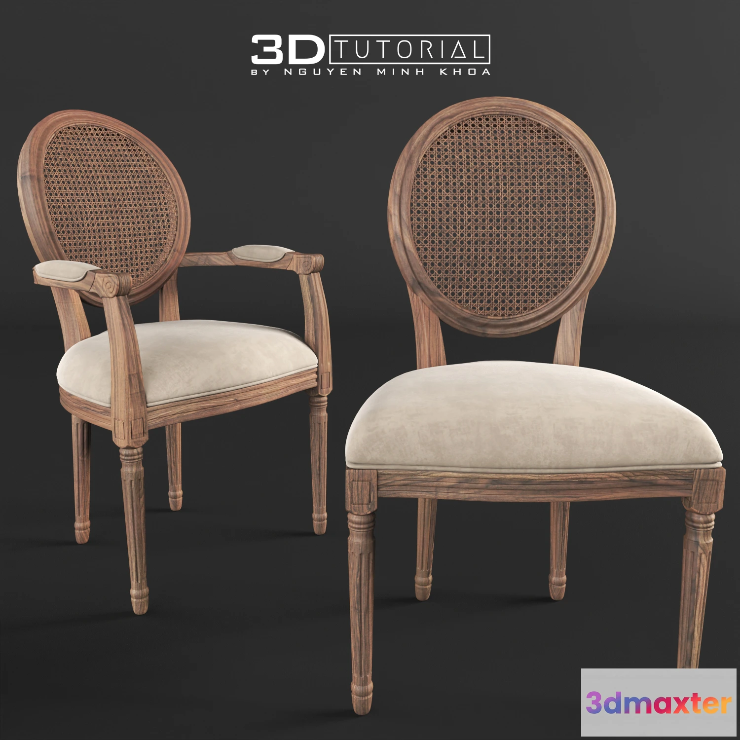 1198048 - FURNITURE 3D MODELS - Beige Louis Chairs model by NguyenMinhKhoa