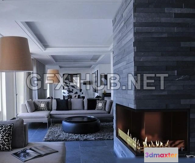 1198114 - FURNITURE 3D MODELS - Biofireplace hearth for a corner wall