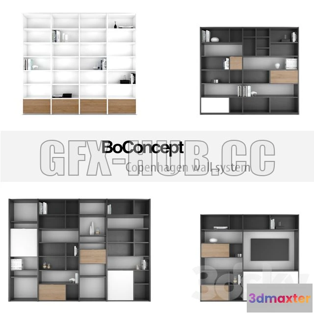 1198208 - FURNITURE 3D MODELS - BoConcept Copenhagen wall system set 1