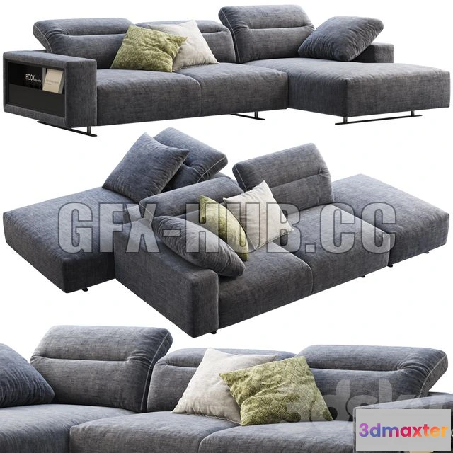 1198212 - FURNITURE 3D MODELS - BoConcept Hampton Chaise Lounge Fabric Sofas