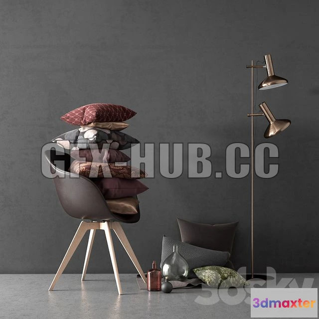 1198232 - FURNITURE 3D MODELS - BoConcept Set Adelaide Chair & Duo Stehlampe