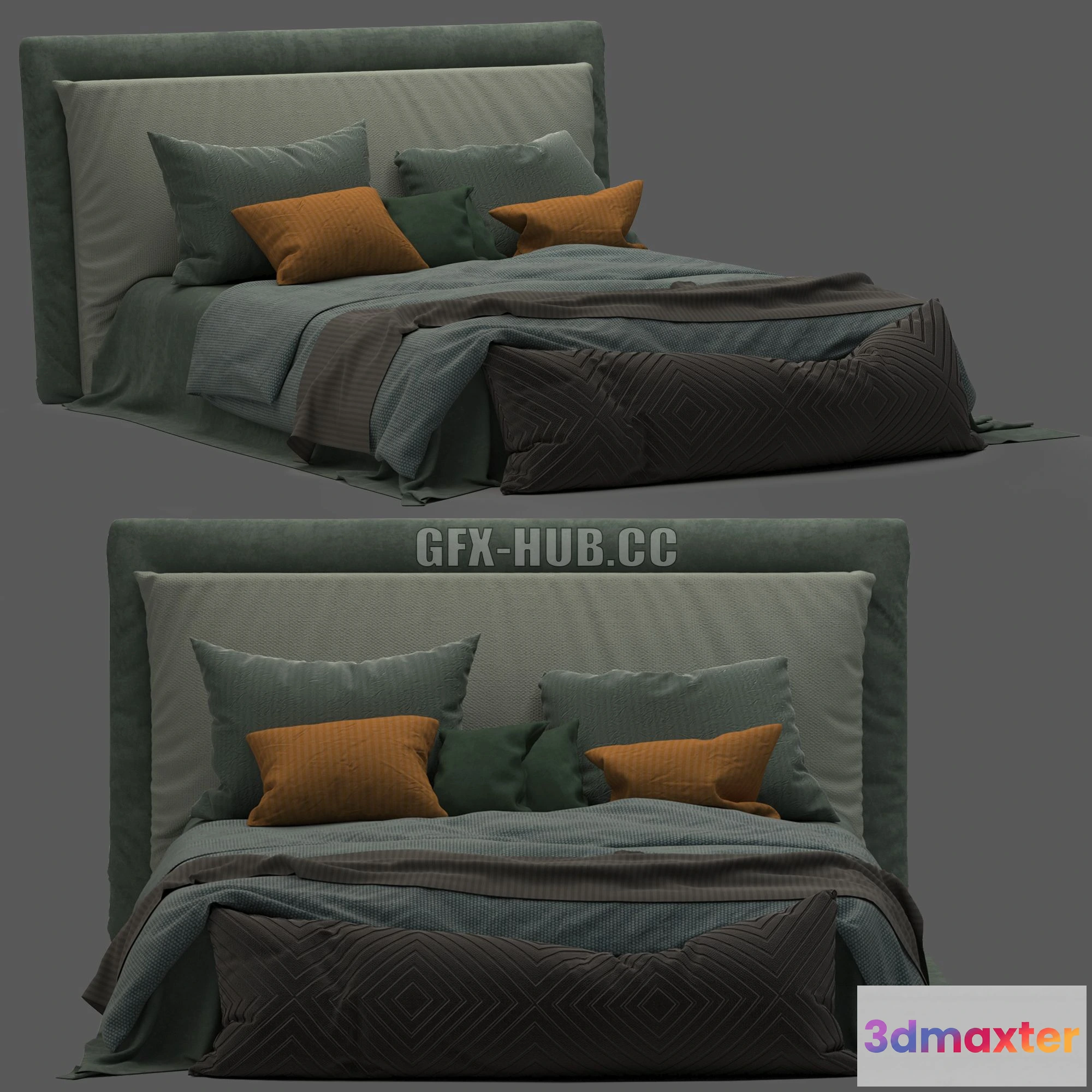 1198246 - FURNITURE 3D MODELS - Boho Style Bed