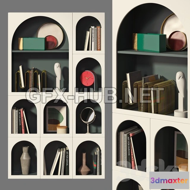 1198290 - FURNITURE 3D MODELS - Bookcase Bonaldo set 02