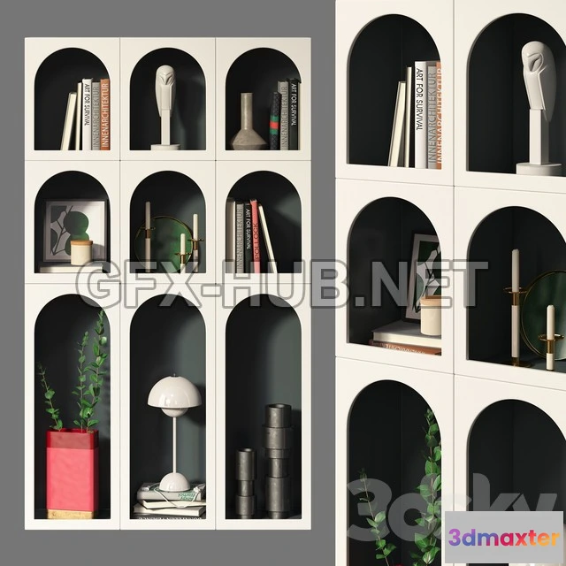 1198292 - FURNITURE 3D MODELS - Bookcase Bonaldo Set 03