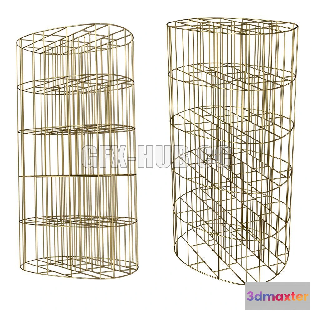 1198294 - FURNITURE 3D MODELS - Bookcase Golden Cage
