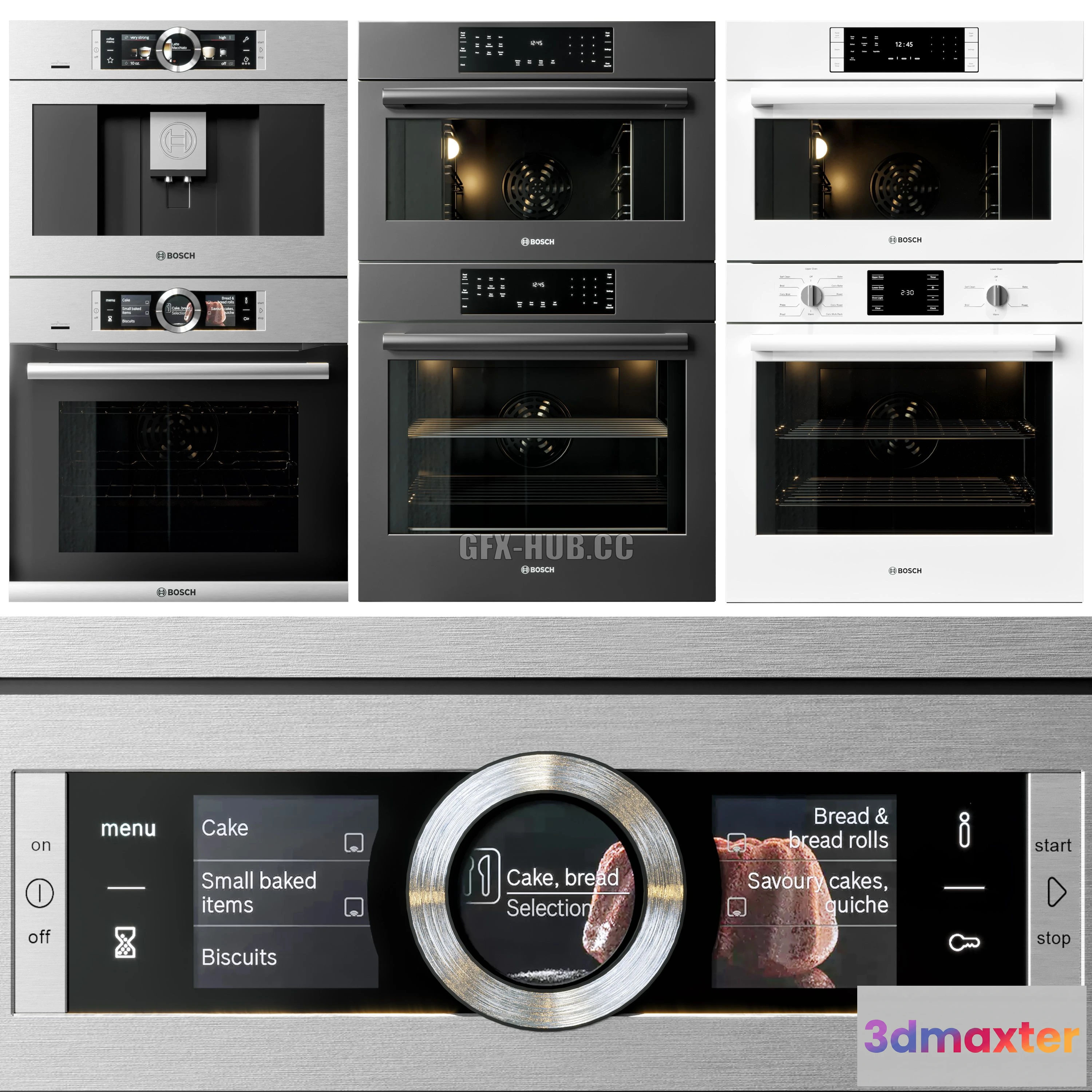 1198302 - FURNITURE 3D MODELS - Bosch Double Oven & Coffeemaker Collection