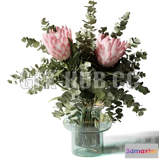 1198382 - FURNITURE 3D MODELS - Bouquet with Three Pink Proteas