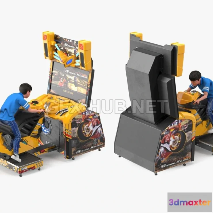 1198392 - FURNITURE 3D MODELS - Boy on Storm Riders Motorcycle Racing Arcade Game Fur