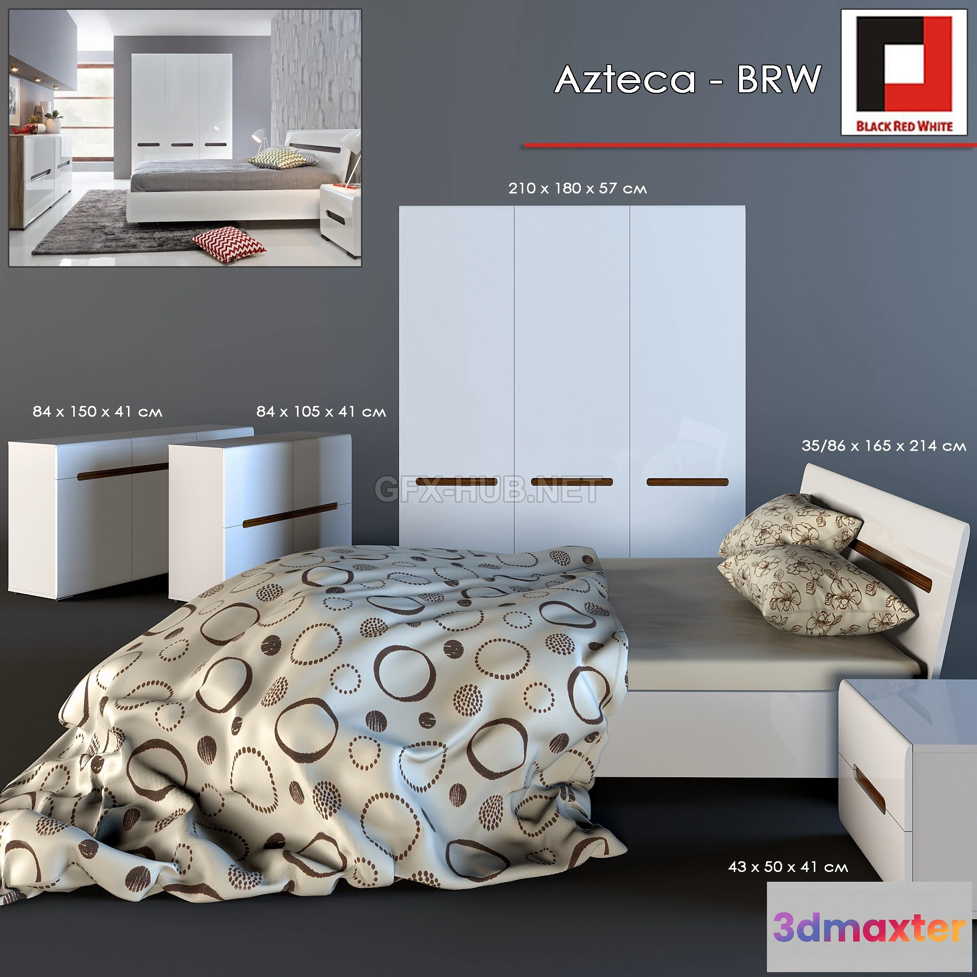 1198468 - FURNITURE 3D MODELS - BRW-AZTECA bedroom