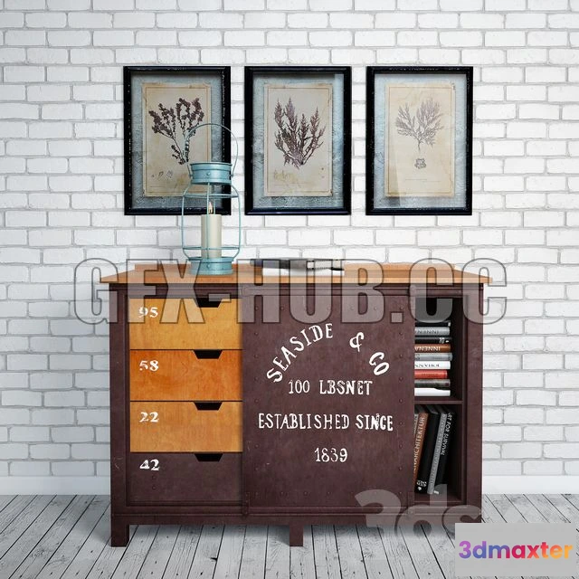 1198488 - FURNITURE 3D MODELS - Buffet Industrial Rust Iron