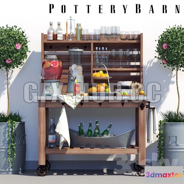 1198490 - FURNITURE 3D MODELS - Buffet Pottery Barn Abbott Set