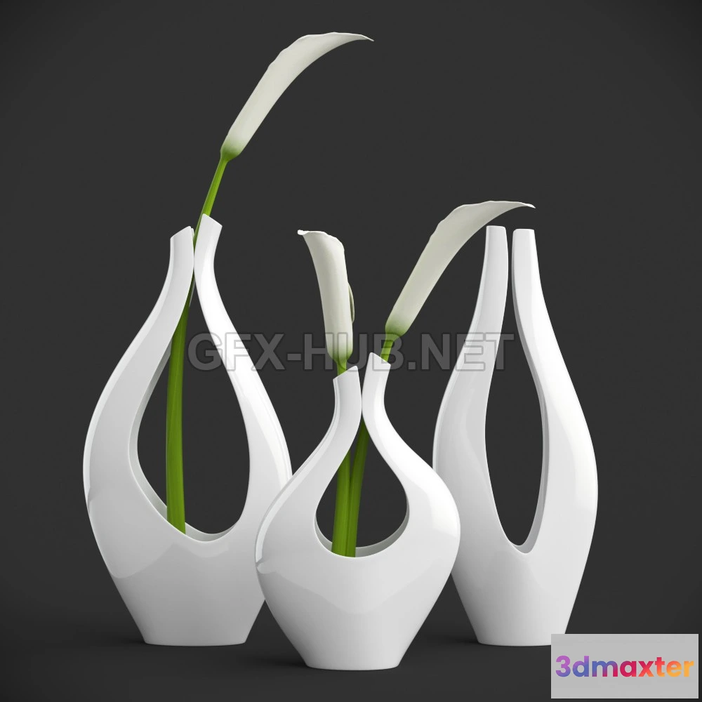 1198594 - FURNITURE 3D MODELS - Calla lilies vases 77-88