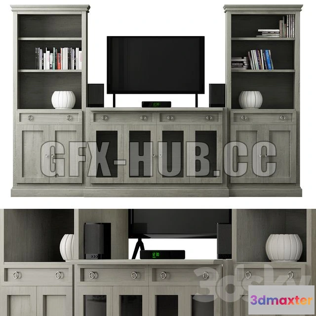 1198622 - FURNITURE 3D MODELS - Cameo 4-Piece Grey Storage bookcase entertainment