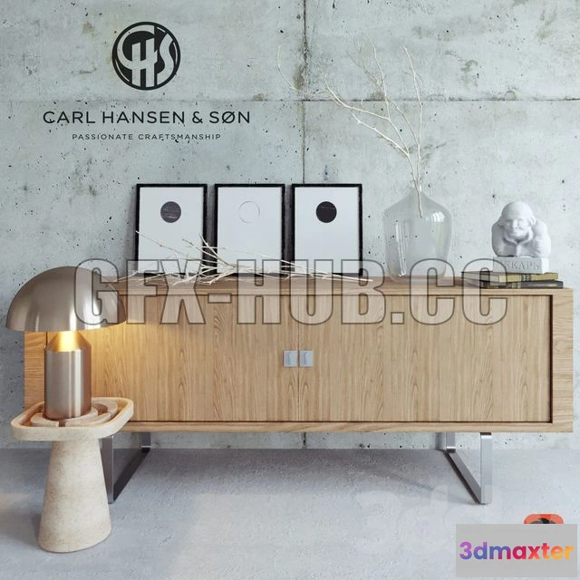 1198710 - FURNITURE 3D MODELS - Carl Hansen Credenza decor set