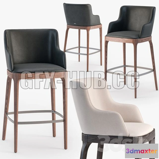 1198820 - FURNITURE 3D MODELS - Cattelan Italia Magda stool set 2
