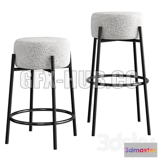 1198840 - FURNITURE 3D MODELS - Cb2 Peg Upholstered Counter & Bar Stool