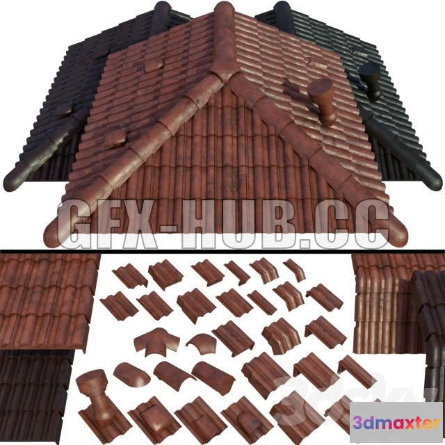 1198866 - FURNITURE 3D MODELS - Ceramic Roof Tiles