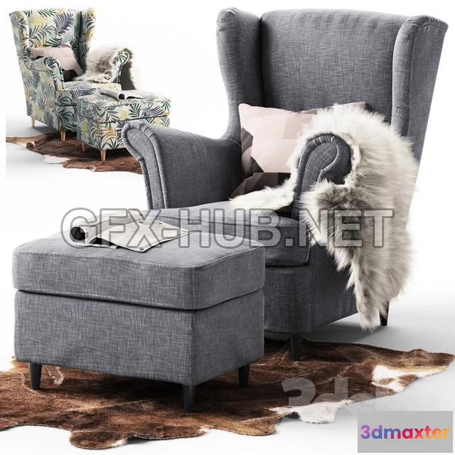 1198960 - FURNITURE 3D MODELS - Chair Strandmon Ikea