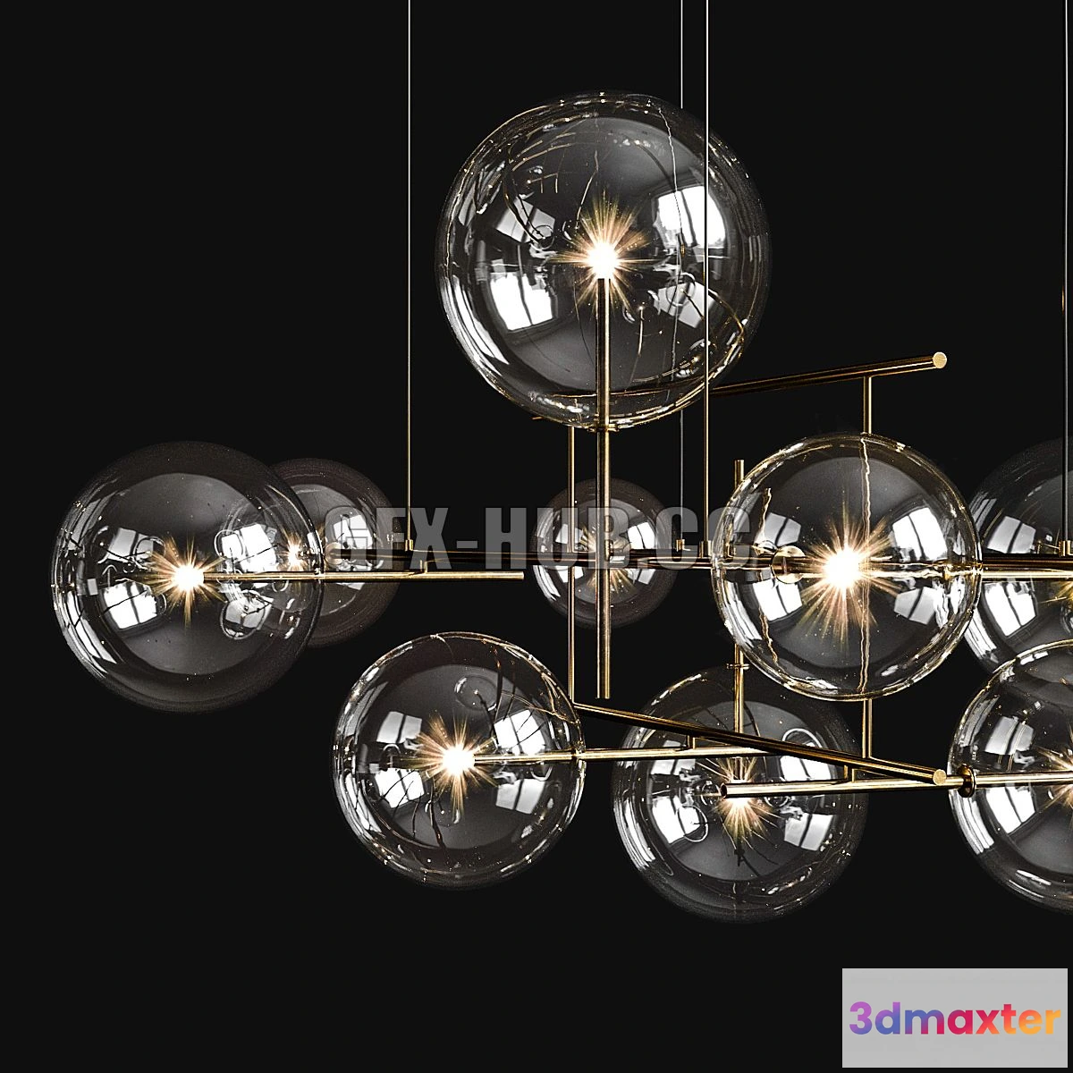 1199010 - FURNITURE 3D MODELS - Chandelier Gallotti & Radice Bolle Horizontal Big