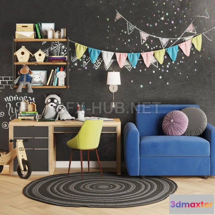 1199122 - FURNITURE 3D MODELS - Children room set 3