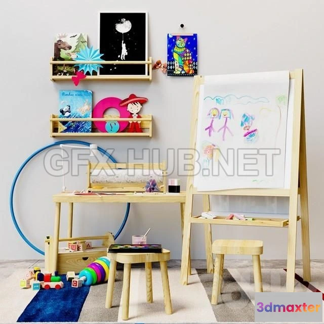 1199130 - FURNITURE 3D MODELS - Children’s decor easel Ikea