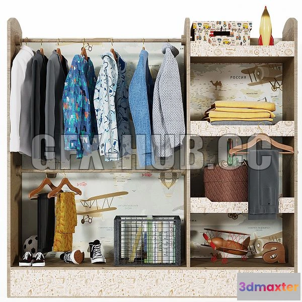 1199164 - FURNITURE 3D MODELS - Childrens Wardrobe (Rack for clothing)