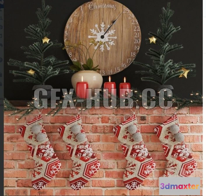 1199184 - FURNITURE 3D MODELS - Christmas decorations 03 with socks