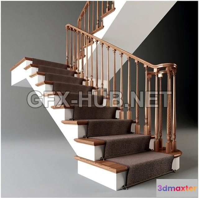 1199278 - FURNITURE 3D MODELS - Classical staircase with carpet
