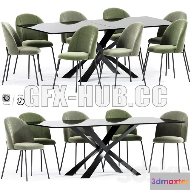 1199300 - FURNITURE 3D MODELS - Cloyd Dining Table Chair Collection