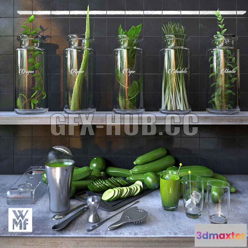 1199312 - FURNITURE 3D MODELS - Cocktail Set with courgettes