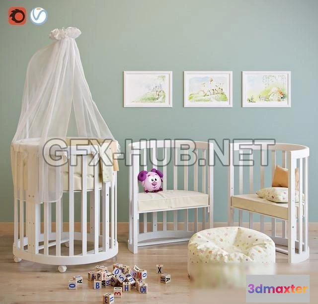 1199526 - FURNITURE 3D MODELS - Cradle and chair EllipseBed