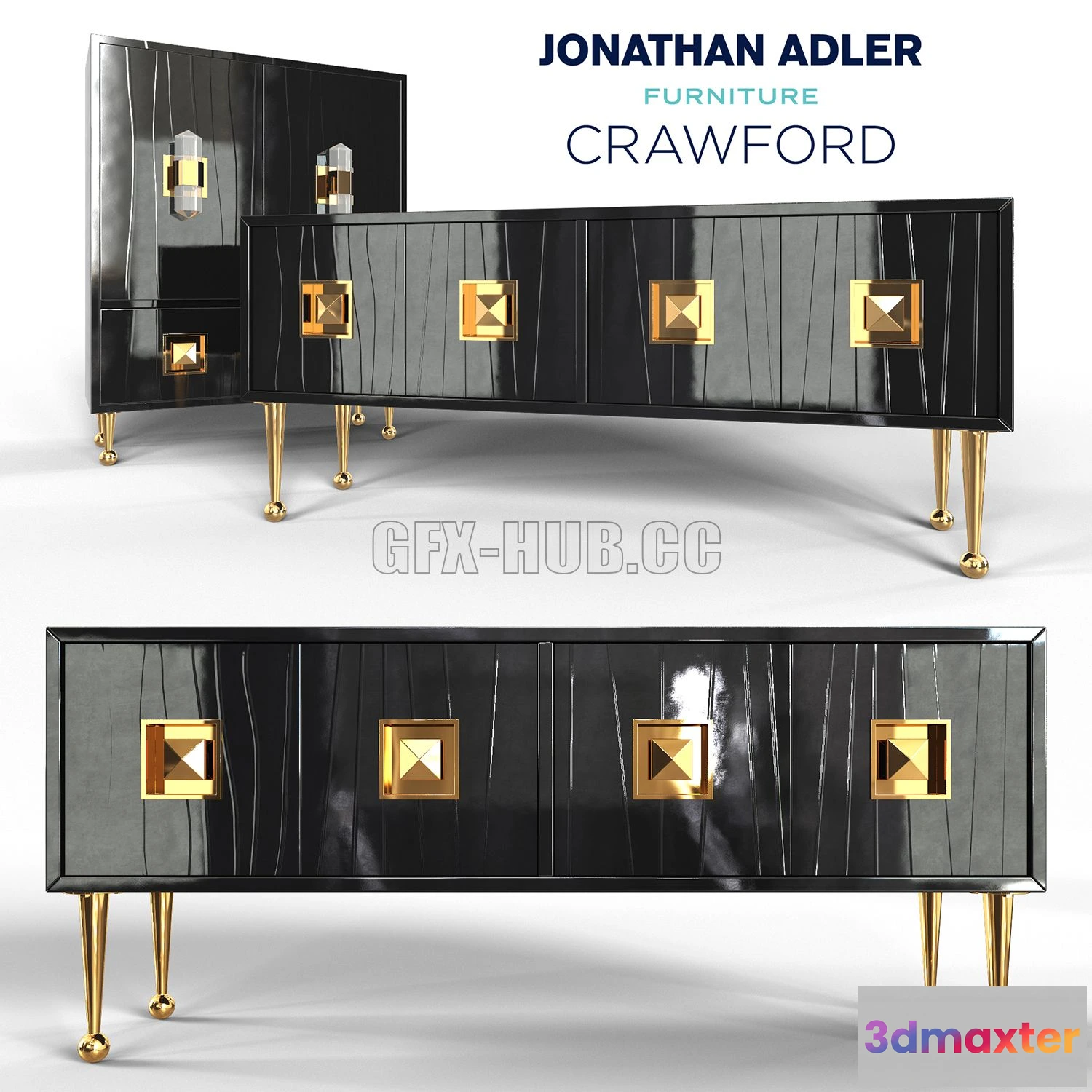 1199536 - FURNITURE 3D MODELS - Crawford console & cabinet by Jonathan Adler