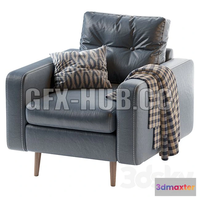 1199734 - FURNITURE 3D MODELS - Deans Chair Leather Blue