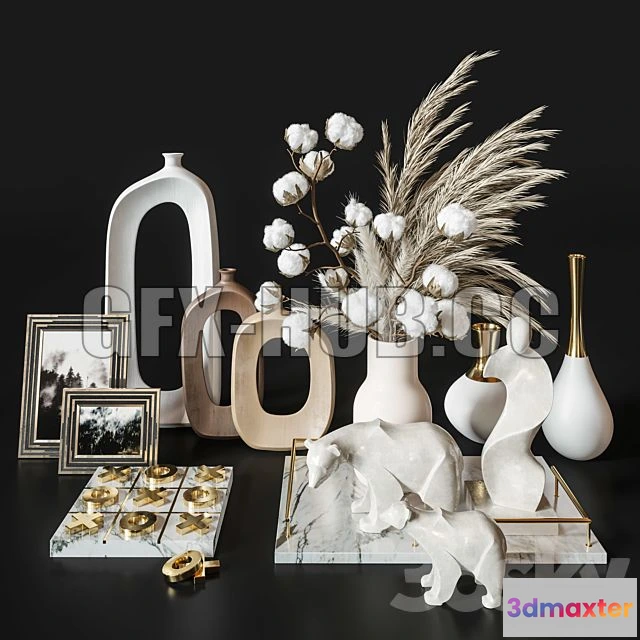1199800 - FURNITURE 3D MODELS - Decoration Set 34 Cotton Pampas