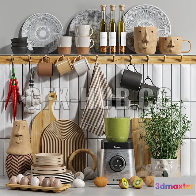 1199814 - FURNITURE 3D MODELS - Decorative Kitchen Set 04