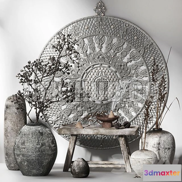 1199848 - FURNITURE 3D MODELS - Decorative Set 015 with Macrame Panno