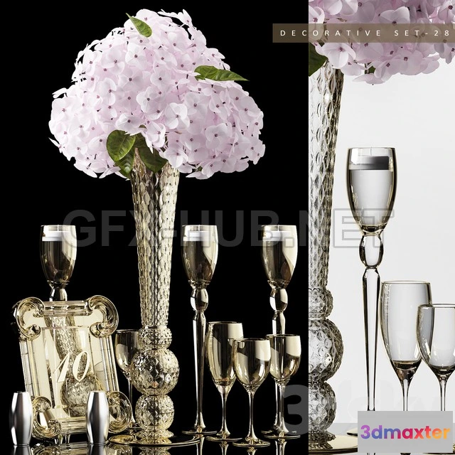 1199866 - FURNITURE 3D MODELS - DECORATIVE SET 28 with flowers