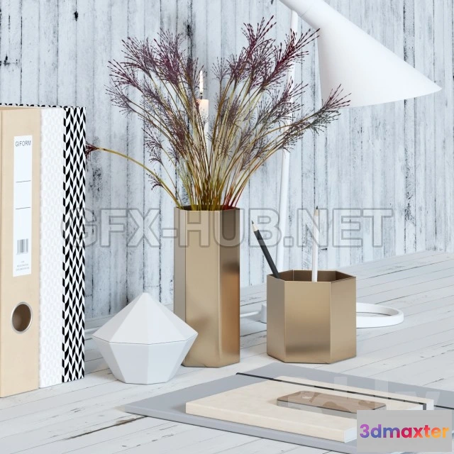 1199902 - FURNITURE 3D MODELS - Decorative set for the office desk