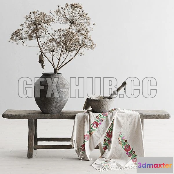 1199910 - FURNITURE 3D MODELS - Decorative Set in a Rustic Style