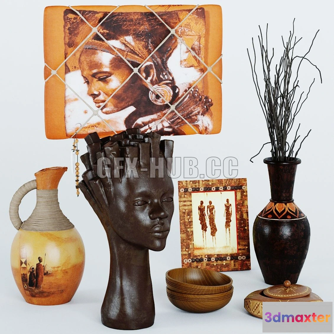 1199916 - FURNITURE 3D MODELS - Decorative set number 2 (Africa)