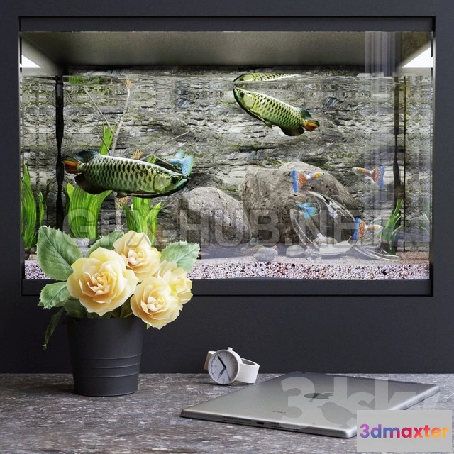 1199928 - FURNITURE 3D MODELS - Decorative set with aquarium