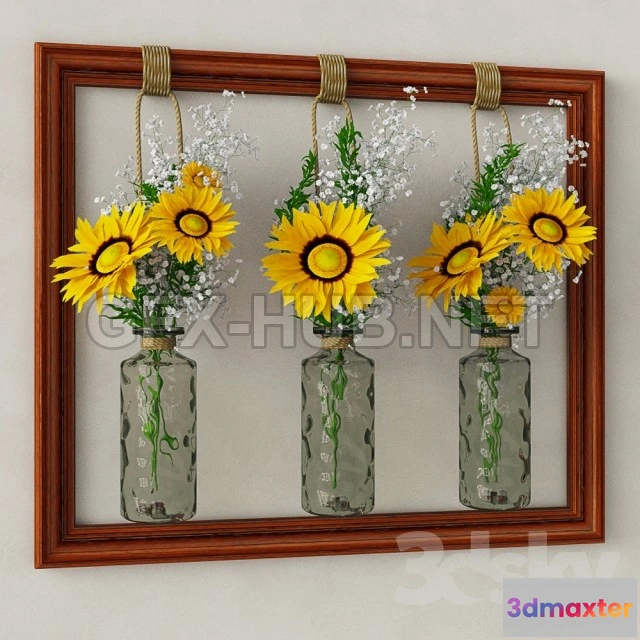 1199950 - FURNITURE 3D MODELS - Decorative set with sunflowers