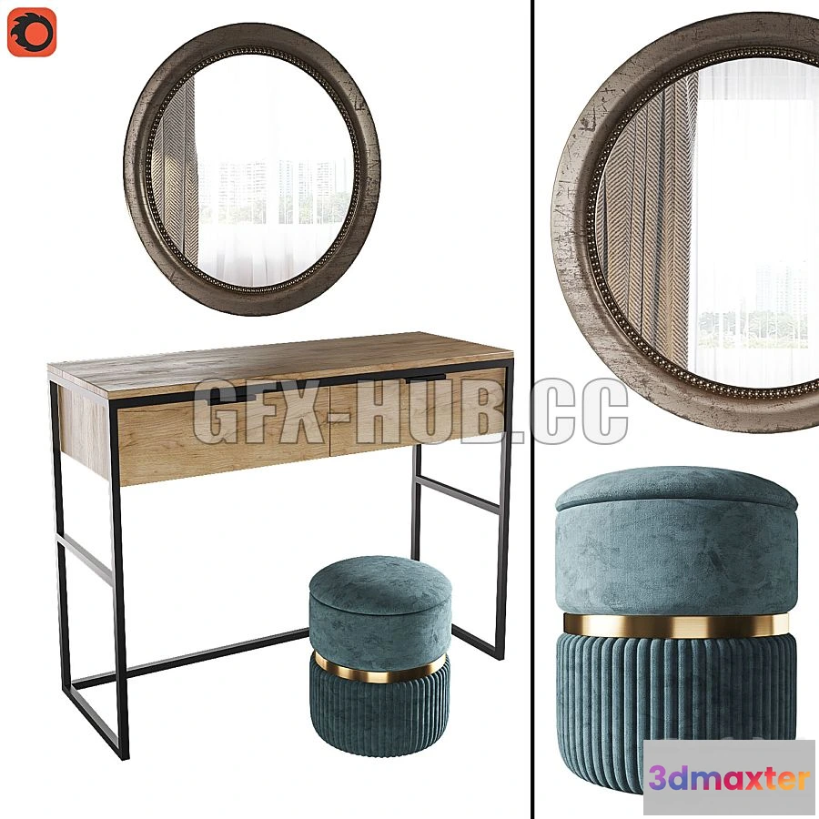 1200200 - FURNITURE 3D MODELS - Dressing Table Nord