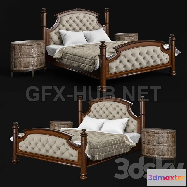 1200210 - FURNITURE 3D MODELS - Drexel Heritage Rainier Upholstered Bed