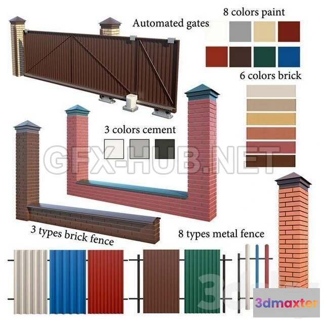 1200538 - FURNITURE 3D MODELS - Fence set