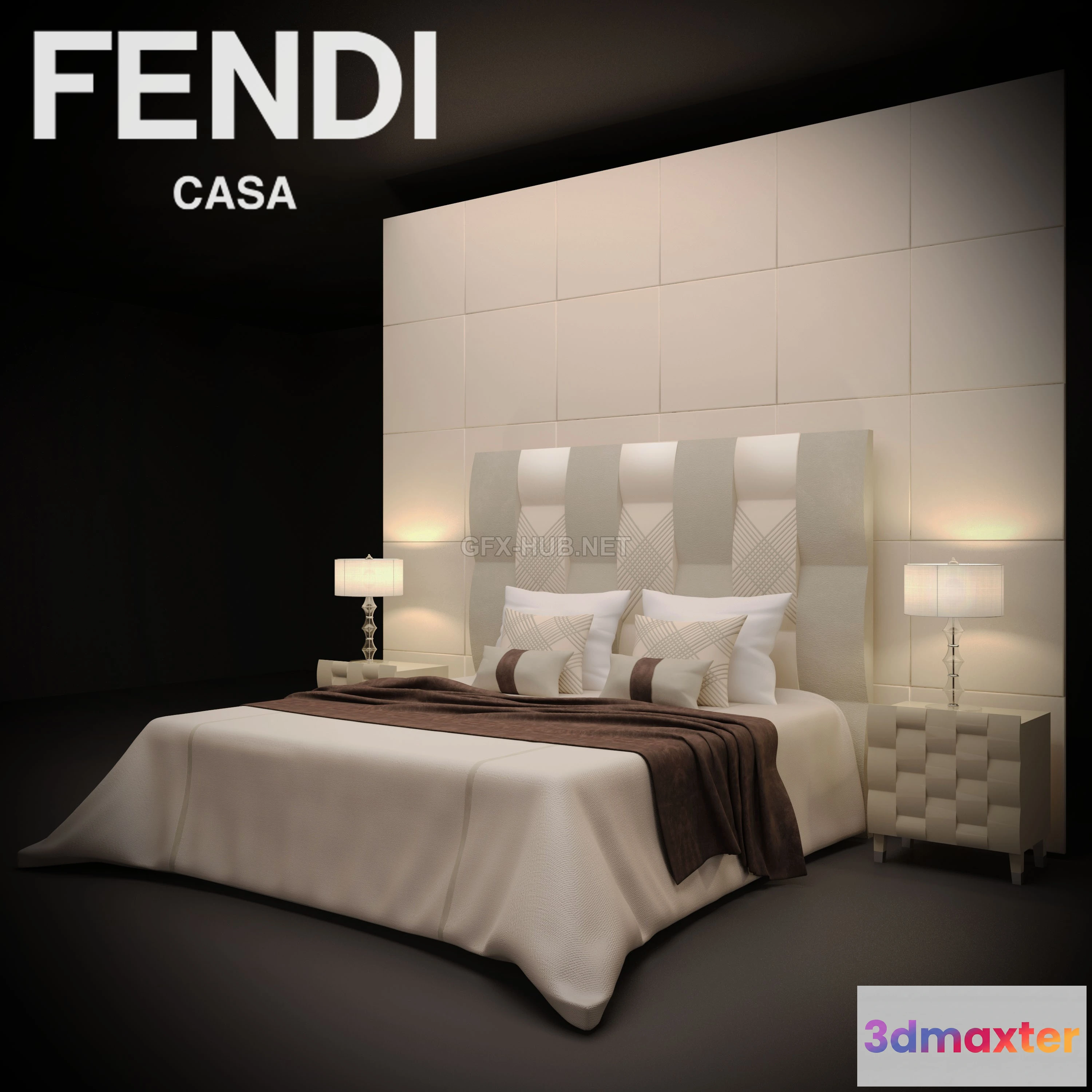 1200542 - FURNITURE 3D MODELS - FENDI casa bed