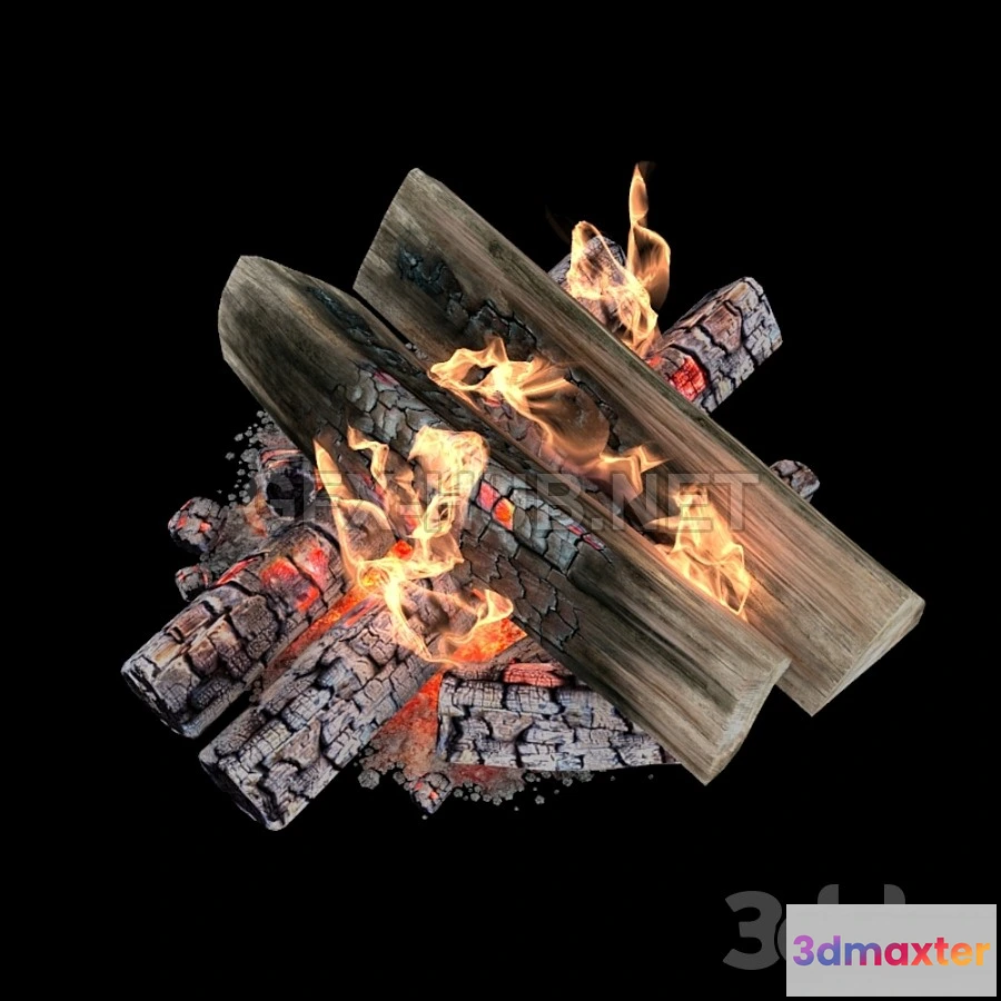 1200578 - FURNITURE 3D MODELS - Fire and firewood with animation