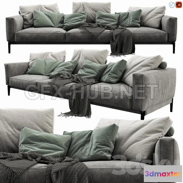 1200678 - FURNITURE 3D MODELS - Flexform Romeo 3 Seater