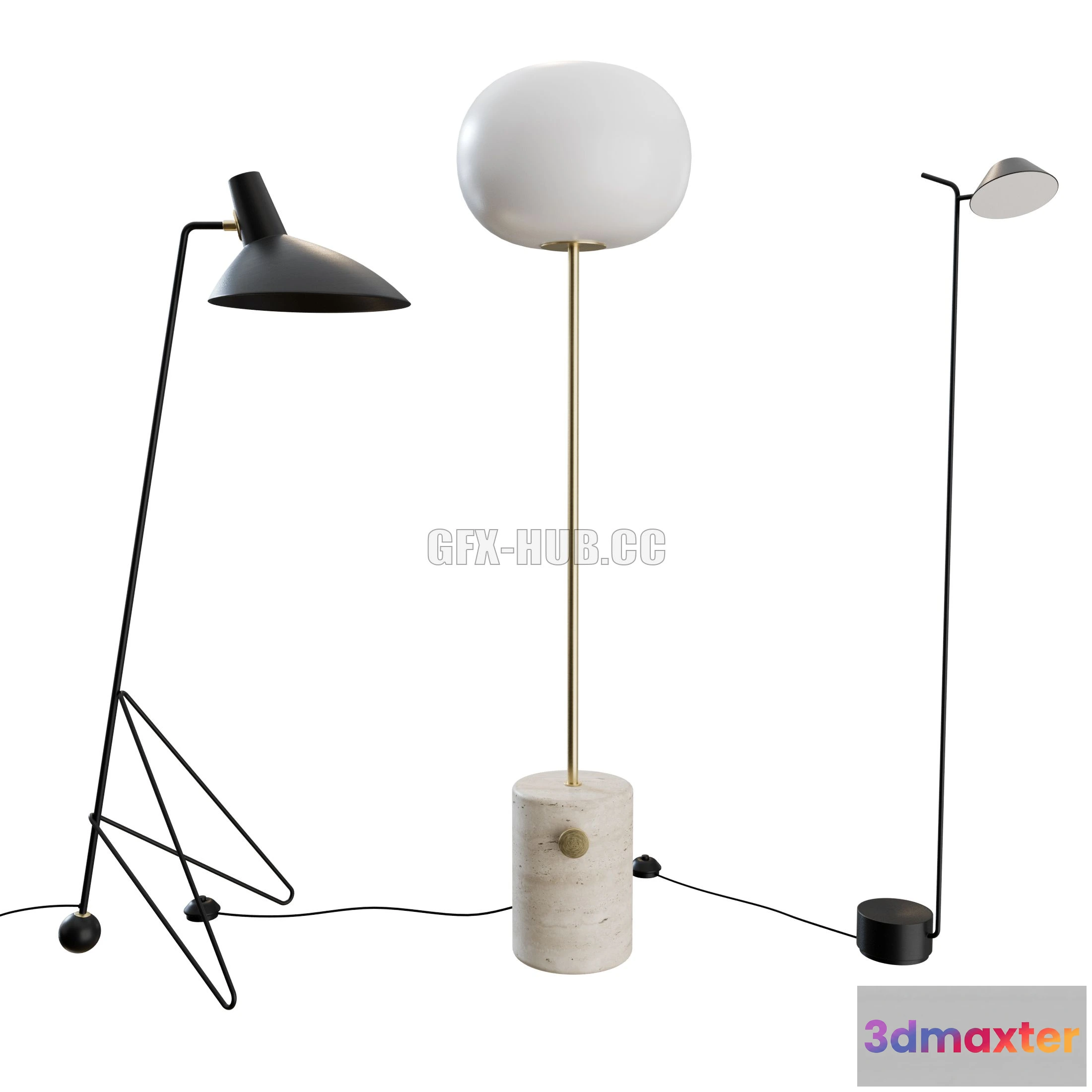 1200704 - FURNITURE 3D MODELS - Floor Lamps Set 02