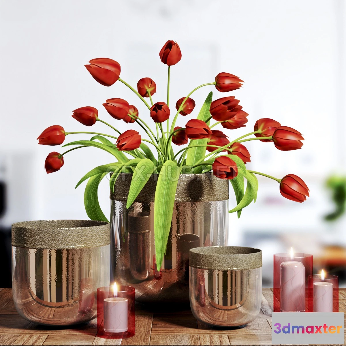 1200756 - FURNITURE 3D MODELS - Flower Vase and candel